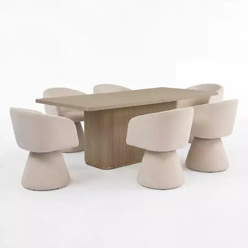 Christopher Knight Home Yodsak Modernes 7-teiliges Esszimmer-Set aus Holz und Metall mit 180°-Drehstühlen