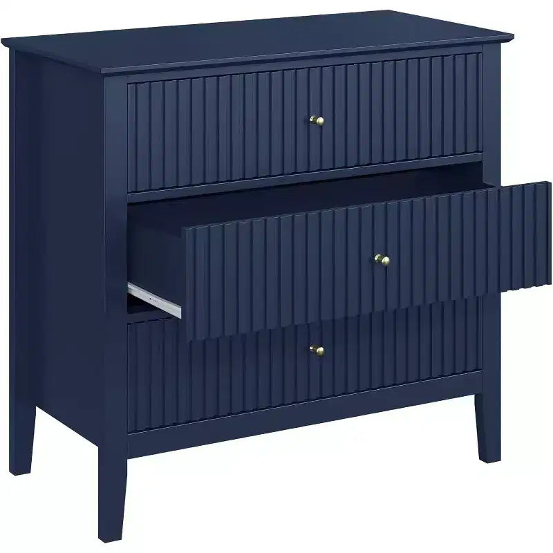 Heynemo Kommode mit 3 Schubladen, lackiert, 76 cm hoher Holz-Nachttisch mit Stauraum, breite moderne Kommode mit Kugelauszug