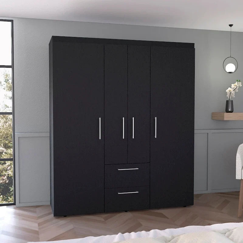 Bariloche Kleiderschrank mit Kleiderstangen, Einlegeböden, 2 Schubladen