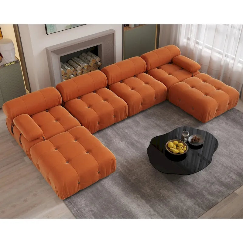 138 Modulares Schlafsofa, U-förmiges, minimalistisches Samtsofa
