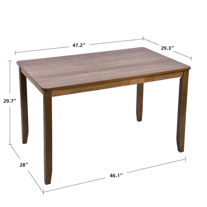 5-teiliges Esszimmerset aus Massivholz 47L (1 Tisch + 4 Stühle mit Sprossenrückenlehne)