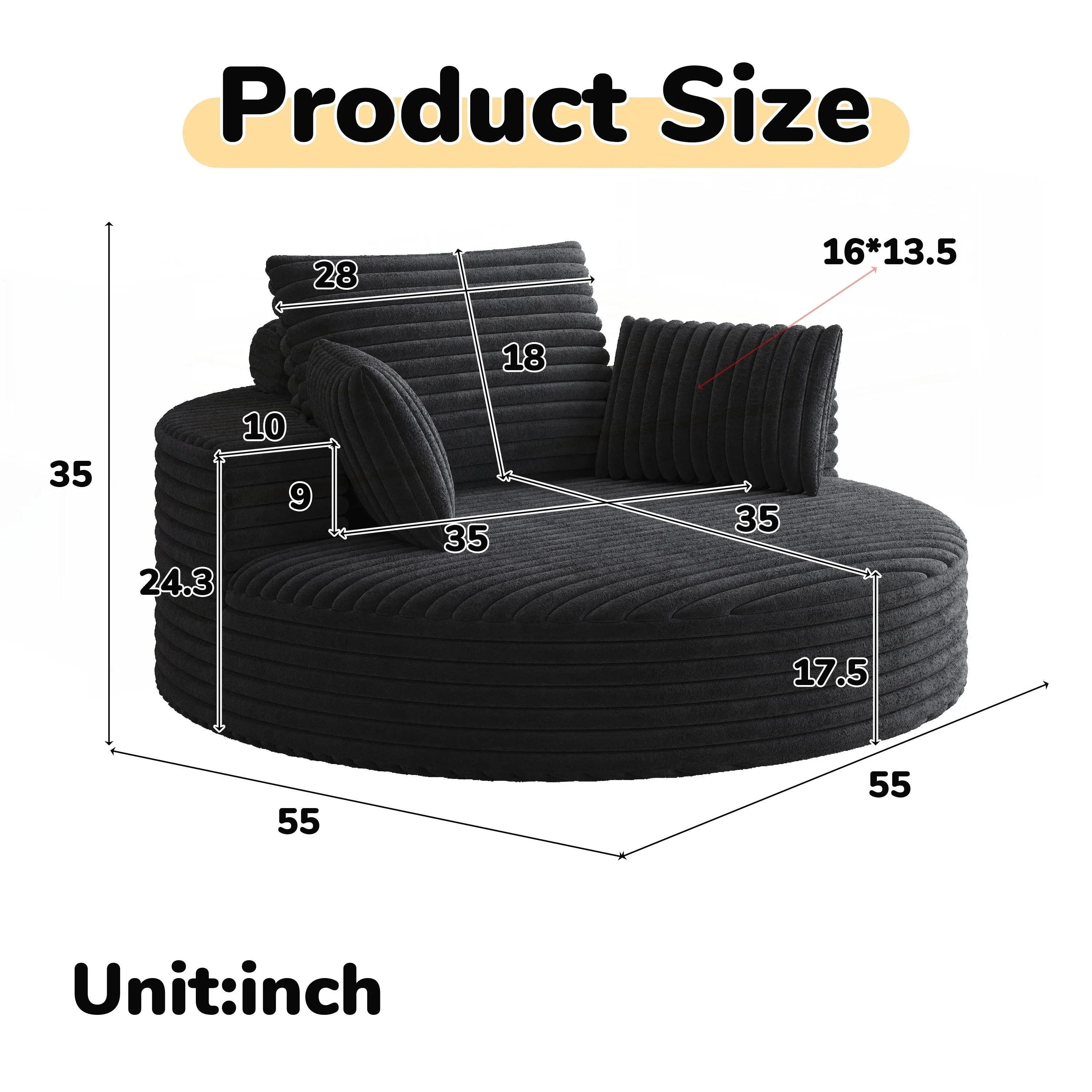 Einzelsessel aus Kord-Chenille-Schaumstoff, drehbar