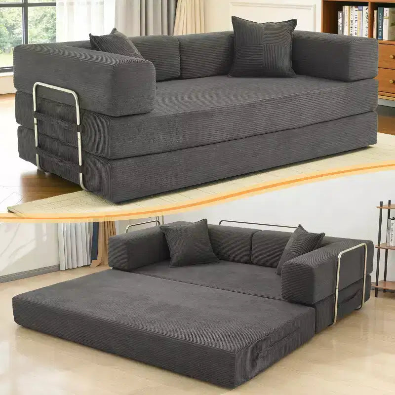 Dyonery 78 Klappsofabett, umwandelbare Kordsofa-Couch, King-Size-Bodenschläfer, 4-in-1 DIY-Kombination, modulares Sofabett, ausklappbares bequemes Sofa.