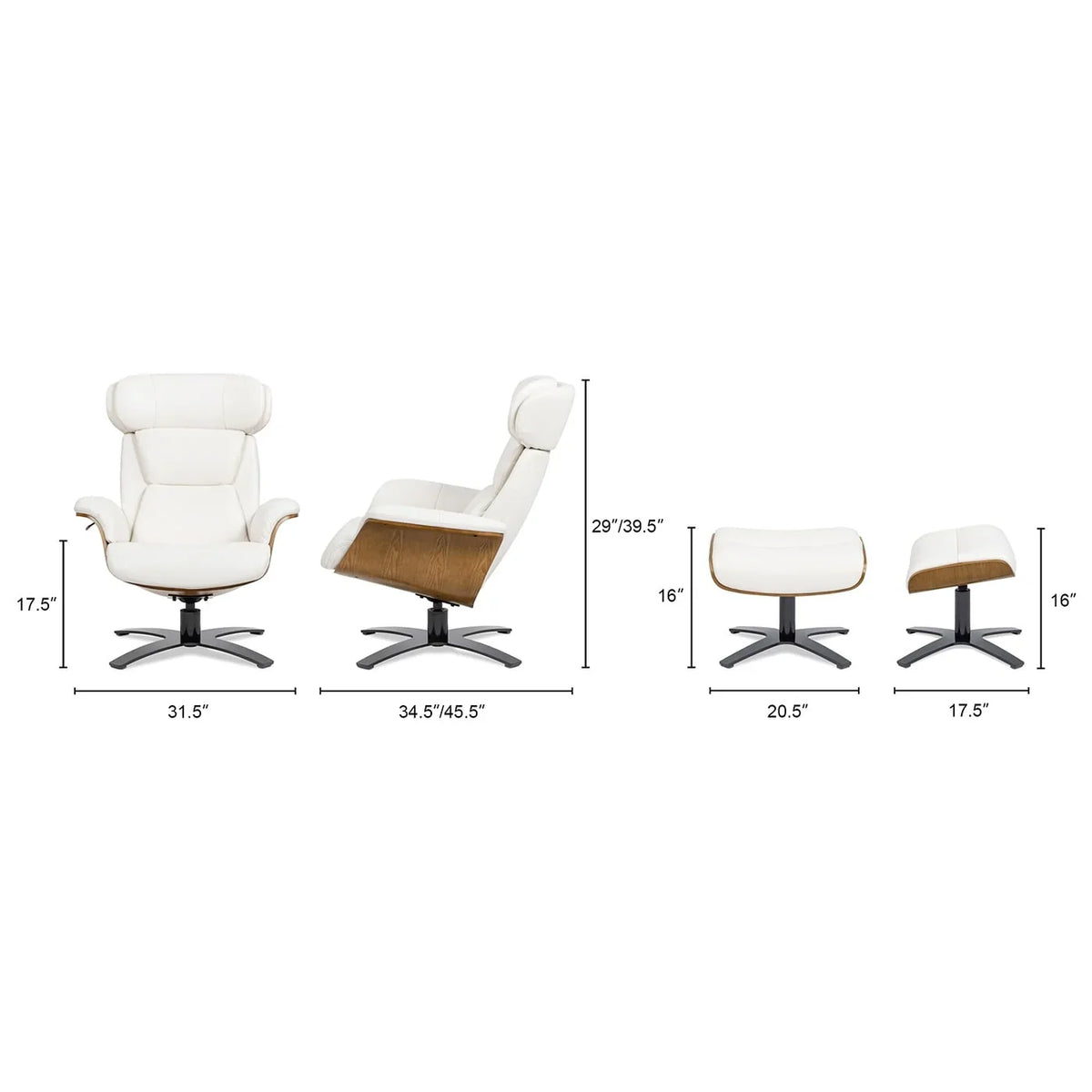 Jovan 31.5 Echtleder Relaxsessel mit Ottoman