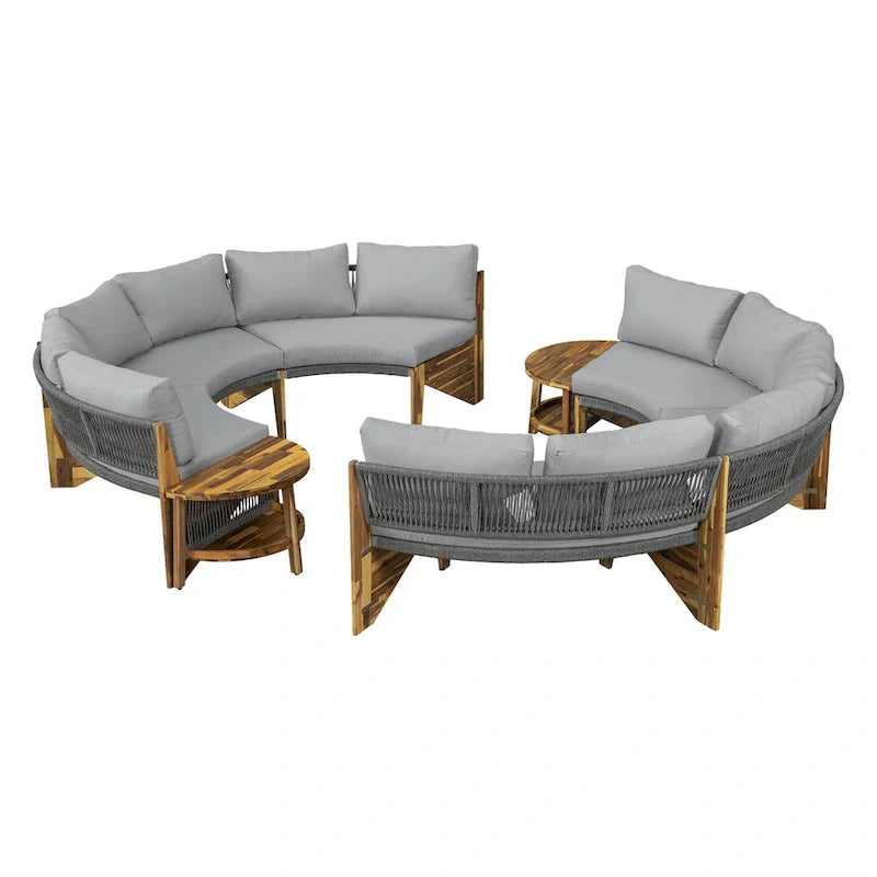 6-Personen-Sitzgruppe für draußen mit Kissen und 1 Couchtisch