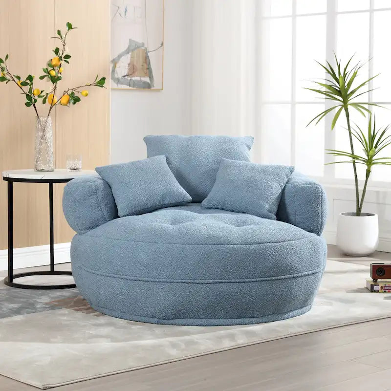 Rundes Lazy Sofa – Weiß/Blau/Grau/Gelb/Orange/Rosenrot/Marineblau/Grün, Einzel- und Doppel-Sitz