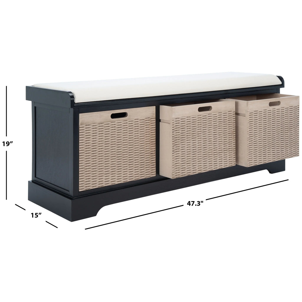 SAFAVIEH Fiorello 3-Schubladenbank mit Polsterung – 120 B x 38 T x 48 H cm – 120Bx38Tx48H