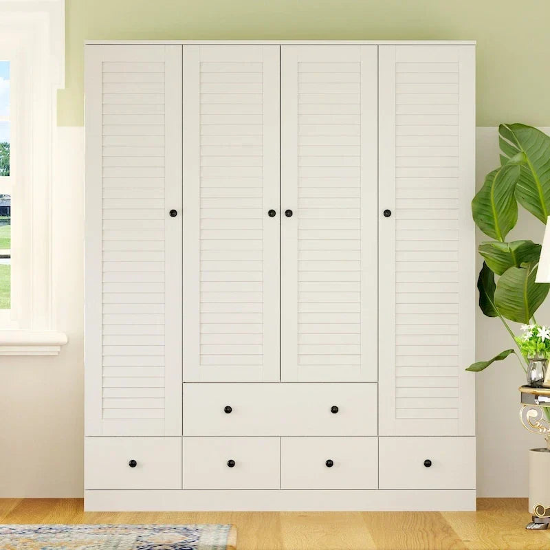 Kleiderschrank Hochschrank Schrank 59B Großer Freistehender Kleiderschrank Weiß