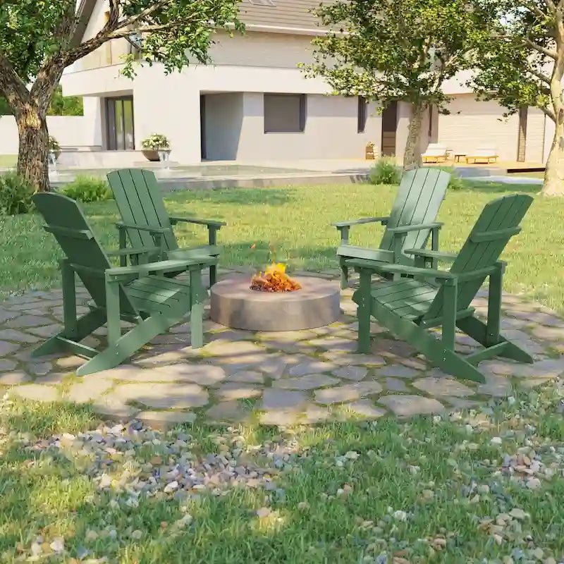 Bonosuki Wetterfeste Outdoor-Adirondack-Stühle aus Holz – 4er-Set