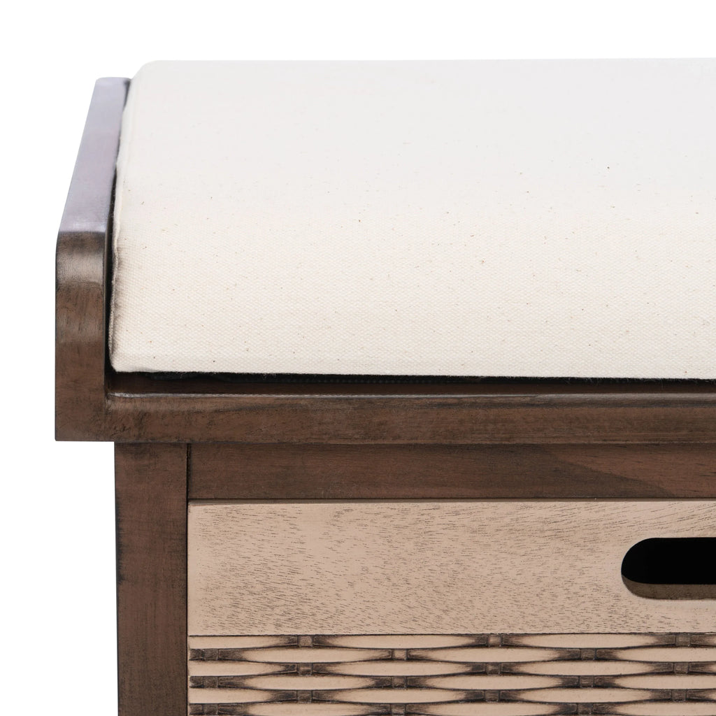 SAFAVIEH Fiorello 3-Schubladenbank mit Polsterung – 120 B x 38 T x 48 H cm – 120Bx38Tx48H