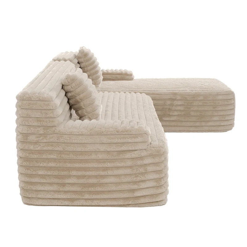 Cloud-Ecksofa, modernes Polstersofa mit 2 Wurfkissen, frei kombinierbares Sofa, modulares L-förmiges Ecksofa