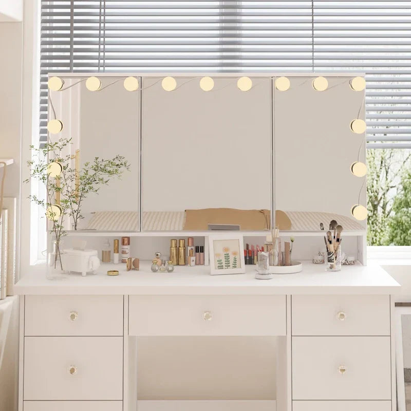 Luxuriöser LED-Schminktisch mit 9 Schubladen Elegante Schminkstation
