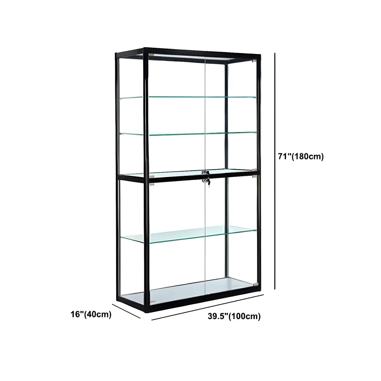 Zeitgenössische rechteckige Vitrine aus schwarzem Glas