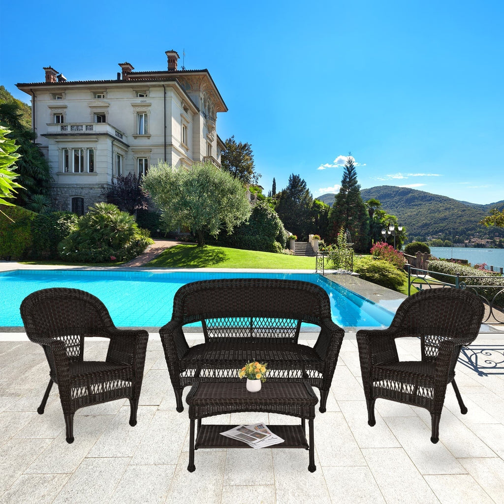 4-teiliges Loungeset aus Polyrattan für den Außenbereich