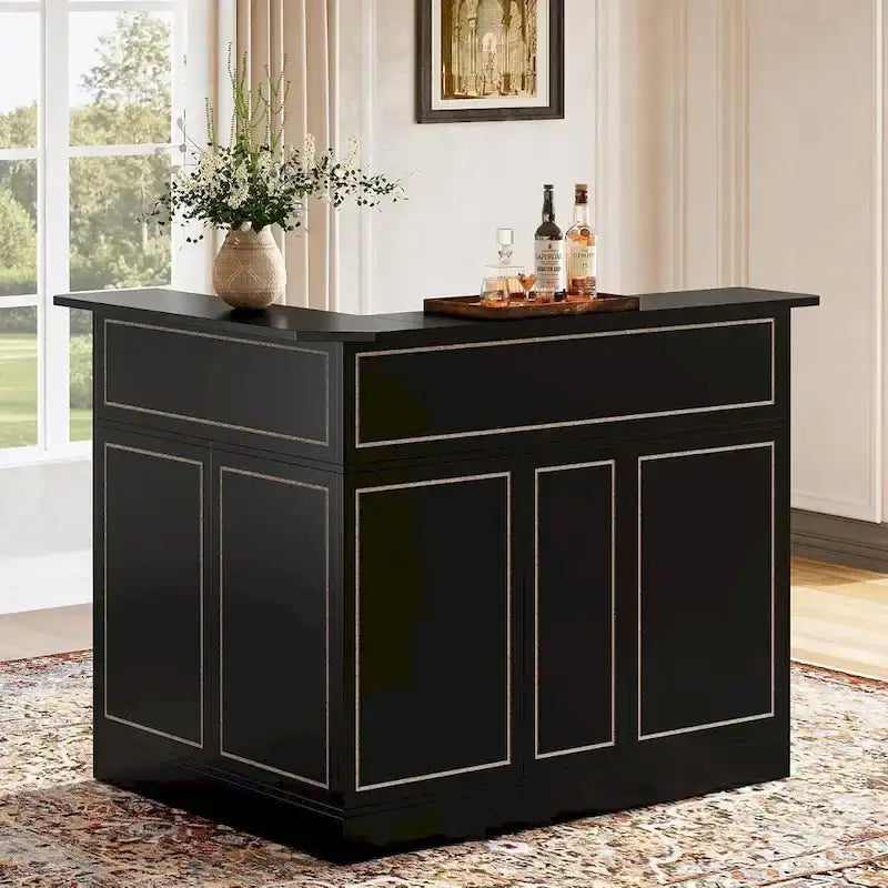 L-förmiger Barschrank mit Gläserhaltern für die Hausbar