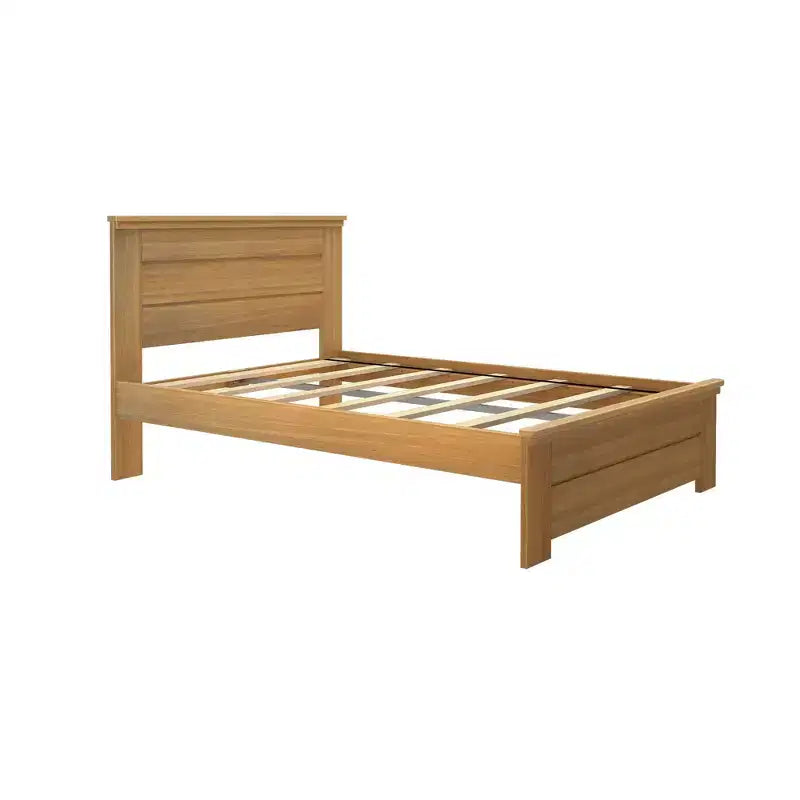 Plank+Beam Farmhouse Vollholz-Bettgestell mit Kopfteil, Massivholz-Plattformbett