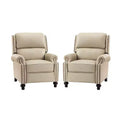 2er-Set Elisabete Modern Wingback Echtleder-Liegesessel mit Vintage-Nagelkopfleiste für Wohn- und Schlafzimmer | ART OF LIVING DESIGNS