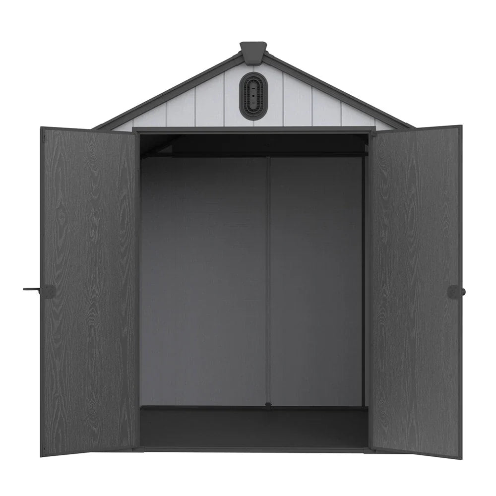 2 x 1,2 m/2 x 2,4 m/2,4 x 1,8 m/2,4 x 3 m Allwetter-Gartenhaus aus Harz mit Bodenplatte, Spire-Geräteschuppen