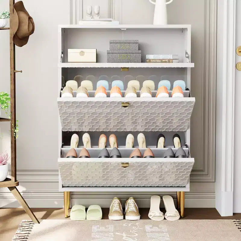 CLIHOME Schuhschrank für 24 Paar Schuhe, Flur, Schuhaufbewahrung, mit Kippfächern, Schuhregal