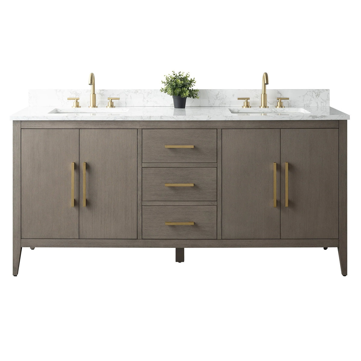 Vanity Art 72 Zoll Badezimmer-Waschtischunterschrank mit Doppelwaschbecken und Kunstmarmorplatte