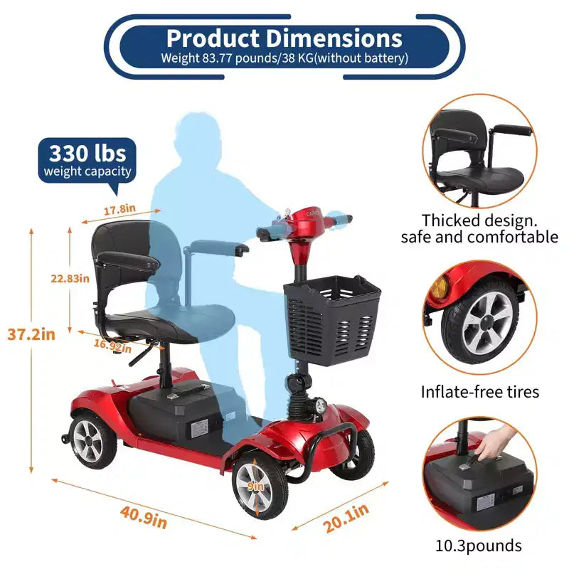 Faltbarer 4-Rad Elektromobil für Erwachsene, 150 kg Tragkraft, für den Außenbereich
