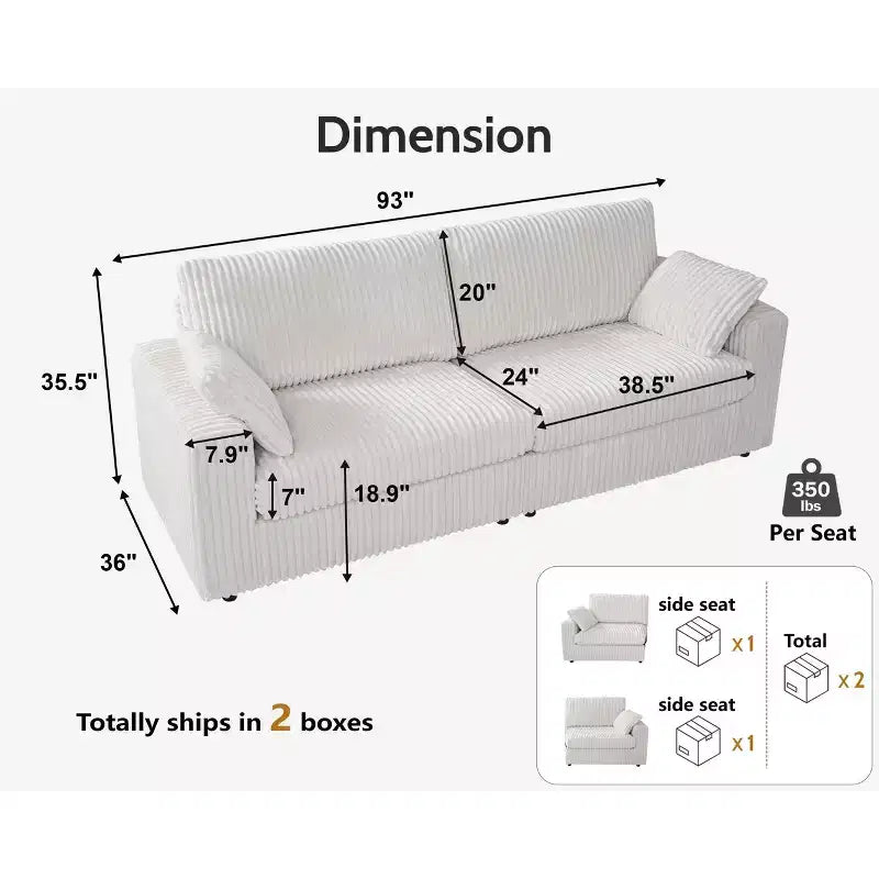Dyonery Modulares Cord-Ecksofa mit waschbaren Bezügen