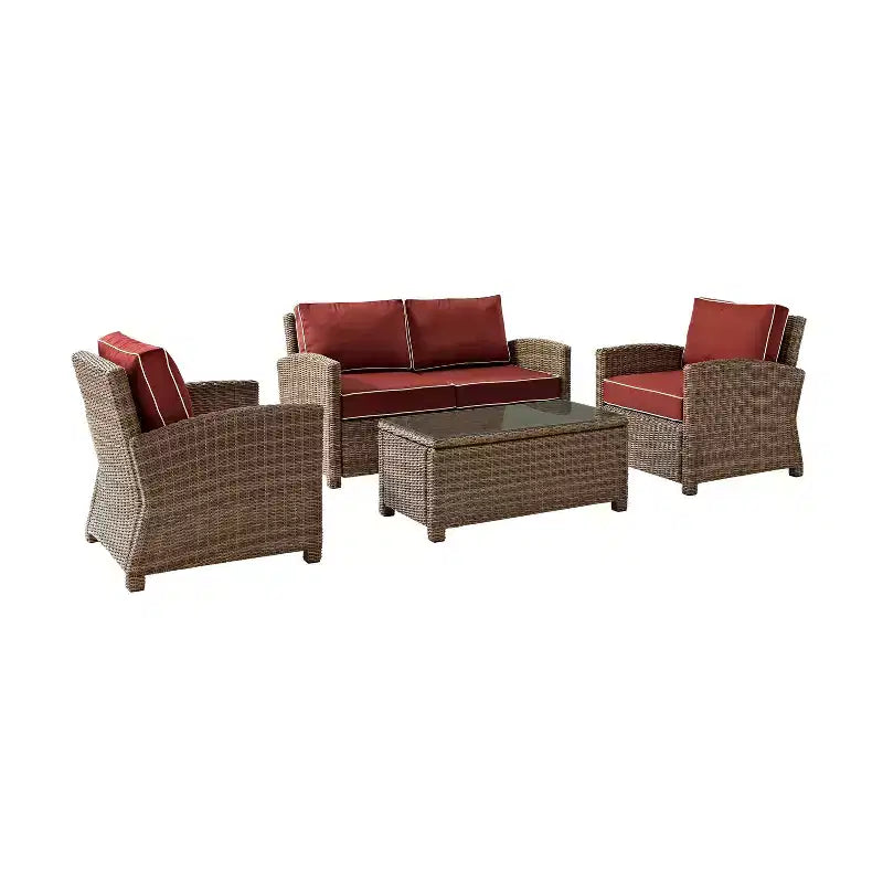 Bradenton 4-teiliges Outdoor Lounge-Set aus Korbgeflecht – Crosley