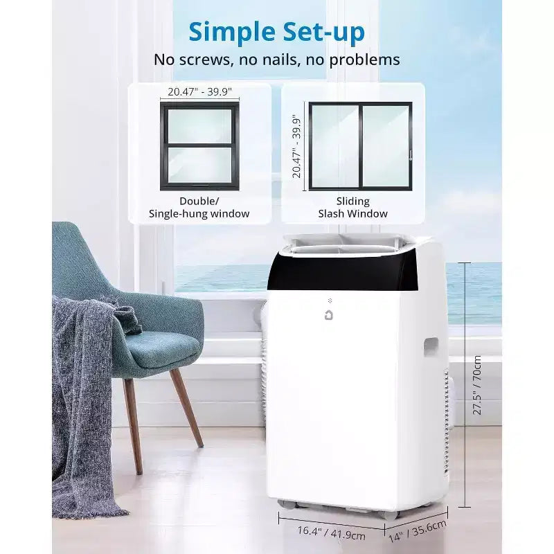 14.000 BTU Klimaanlagen mit Kühlleistung bis zu 70 m², 3-in-1 Mobile Klimaanlage mit Kühl-, Entfeuchtungs- und Ventilator-Modus und Fernbedienung