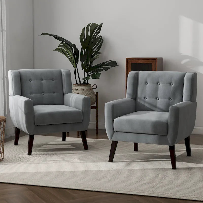2er-Set Samt-Akzentsessel für Wohnzimmer, Polstersessel