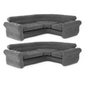 Intex Ecksofa L-förmige aufblasbare Lounge-Couch mit Getränkehaltern, Grau (2er Pack) - 26