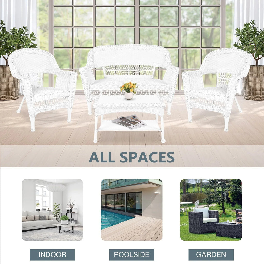 4-teiliges Loungeset aus Polyrattan für den Außenbereich