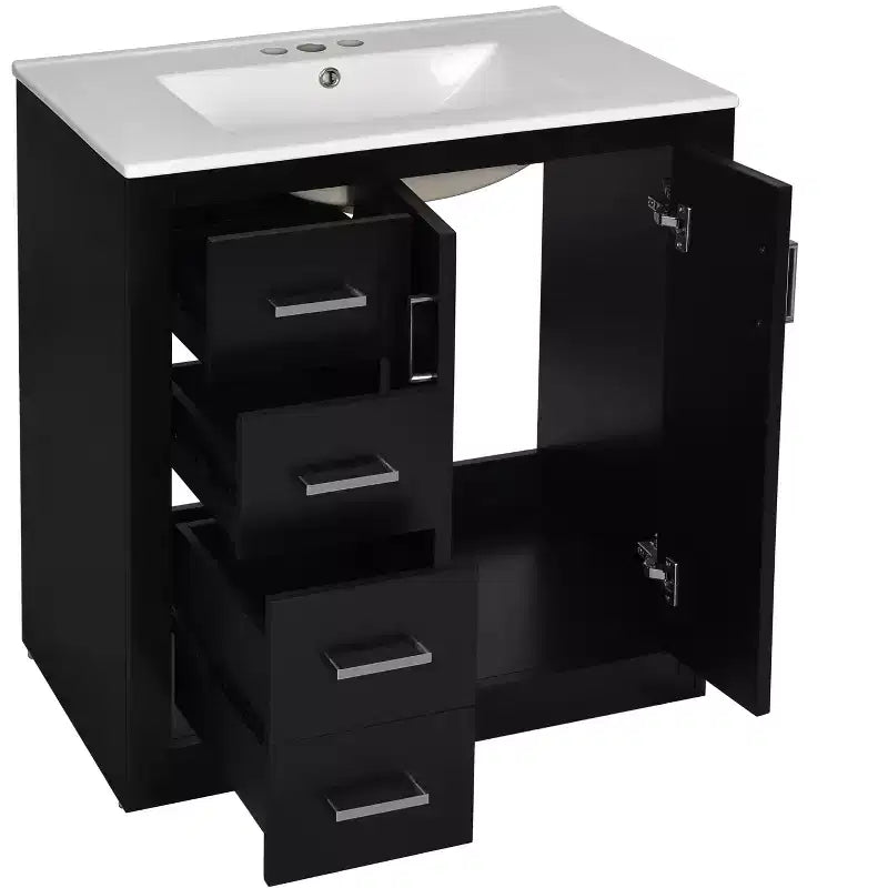 30 Zoll Einzelwaschtisch-Badschrank mit Unterschrank und 3 Schubladen – Schwarz / Blau / Grün / Indigo / Weiß