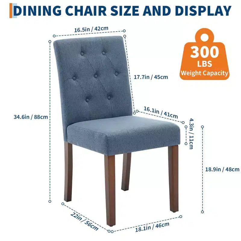 Parsons Esszimmerstühle mit Knopfheftung, 6er/4er-Set – Polsterstühle aus Stoff mit Holzbeinen & gepolsterten Sitzen – Wohnzimmer- und Küchenmöbel