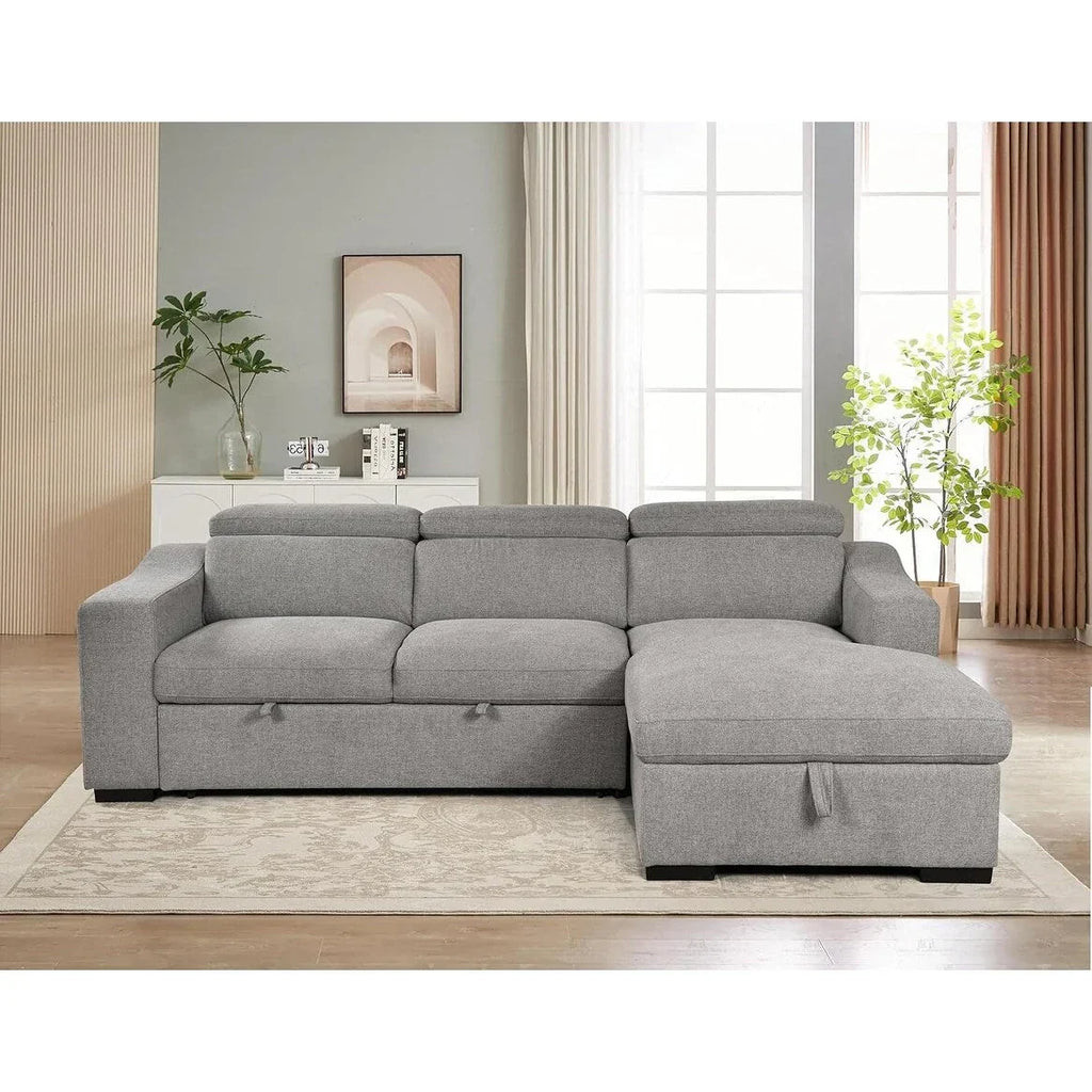 Roomfitters 103 Verwandlungs-Ecksofa mit Stauraum-Recamiere, verstellbaren Kopfstützen, L-förmiges Schlafsofa