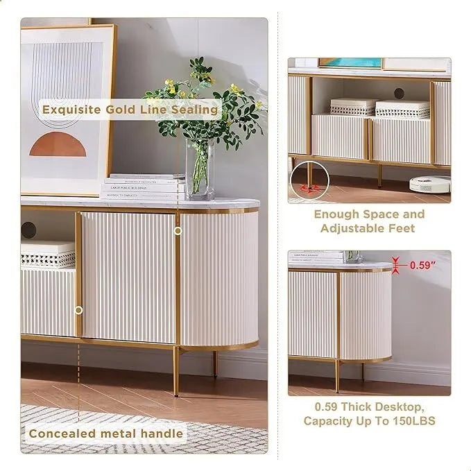 Moderner Luxus-TV-Ständer, Entertainment-Center, mit Kunstmarmorplatte