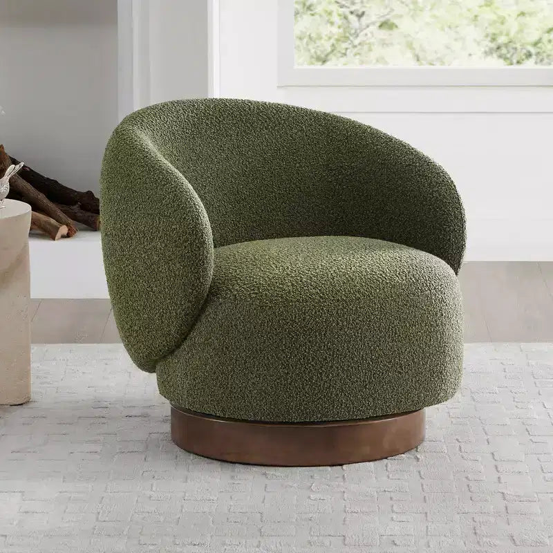 Spruce&Spring Gepolsterter Drehbarer Akzent-Sessel mit Holzfuß