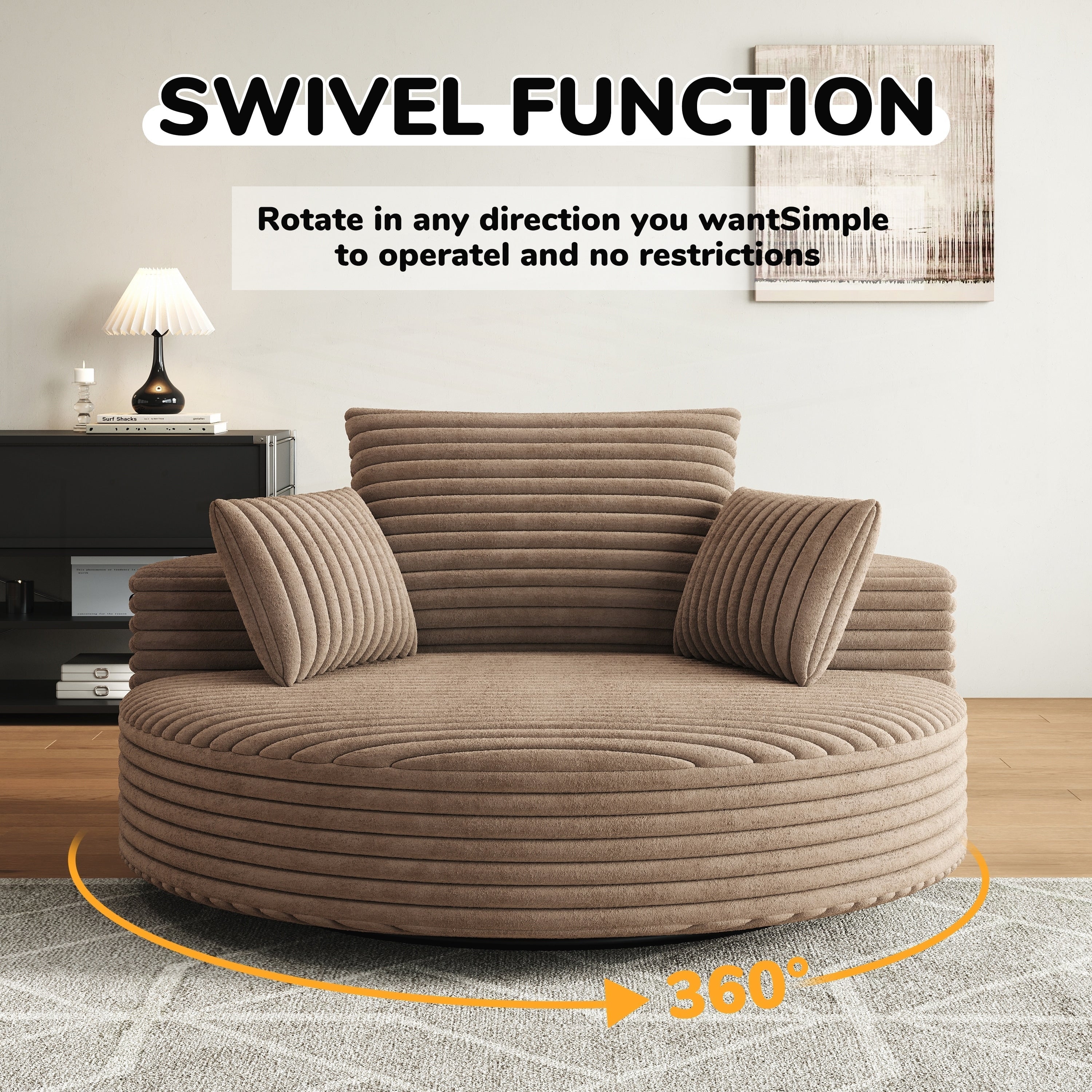 Einzelsessel aus Kord-Chenille-Schaumstoff, drehbar