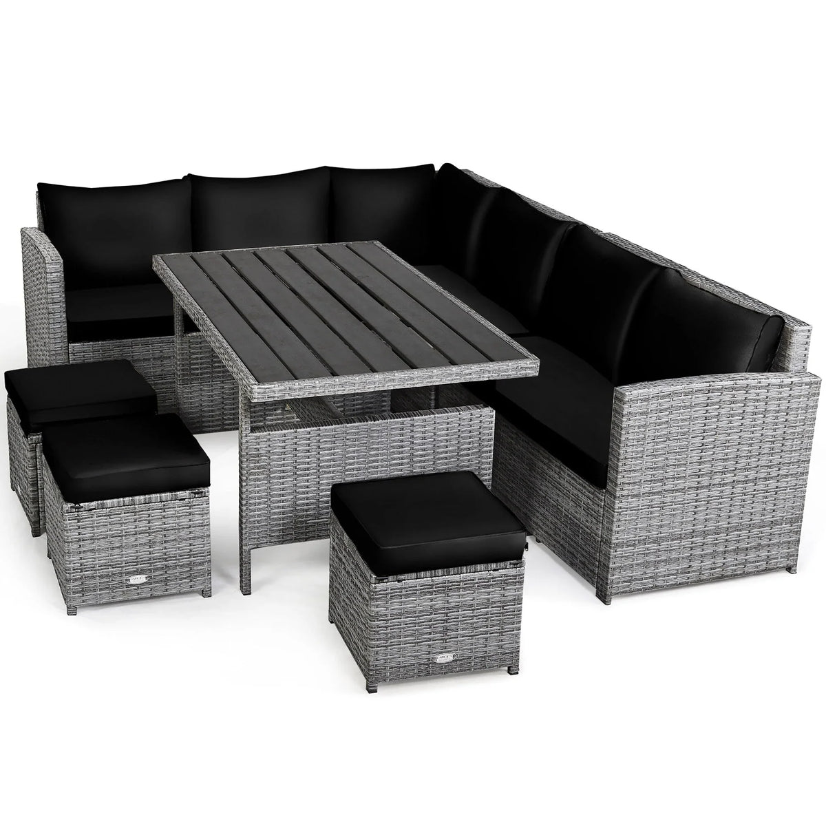 Costway 7-teiliges Terrassen-Essgruppe Rattan-Sofa Couch Ottomane – Details ansehen