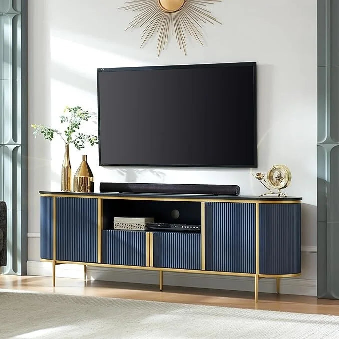 Moderner Luxus-TV-Ständer, Entertainment-Center, mit Kunstmarmorplatte