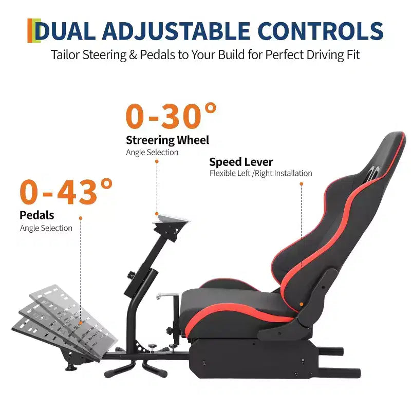 Faltbares Rennsimulator-Cockpit, Verstellbarer Lenkradständer für G29/G920/G923, passend für Thrustmaster, Fanatec, Hori, Mad Catz, Pedalwinkel verstellbar