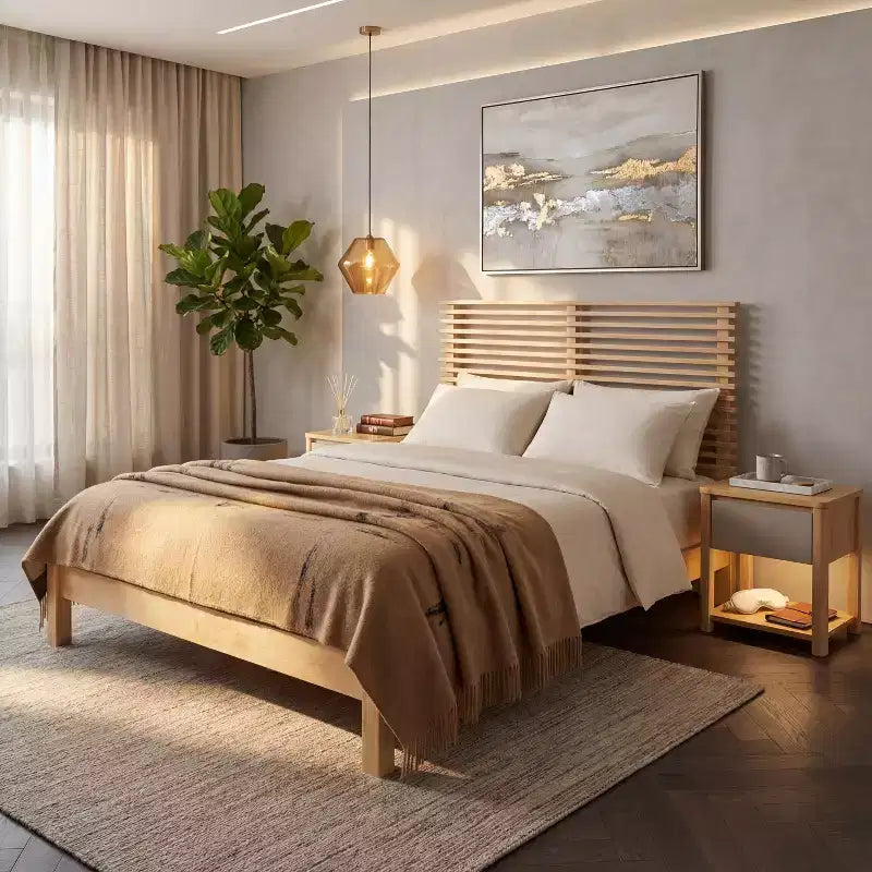 Christopher Knight Home Eunji Modernes Kiefernholz-Bettgestell mit horizontalem Lattenkopfteil