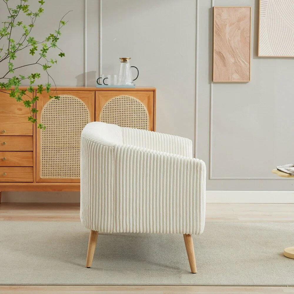 Zweisitzer-Sofa, bezogen mit Cordstoff, mit Walnussholzbeinen
