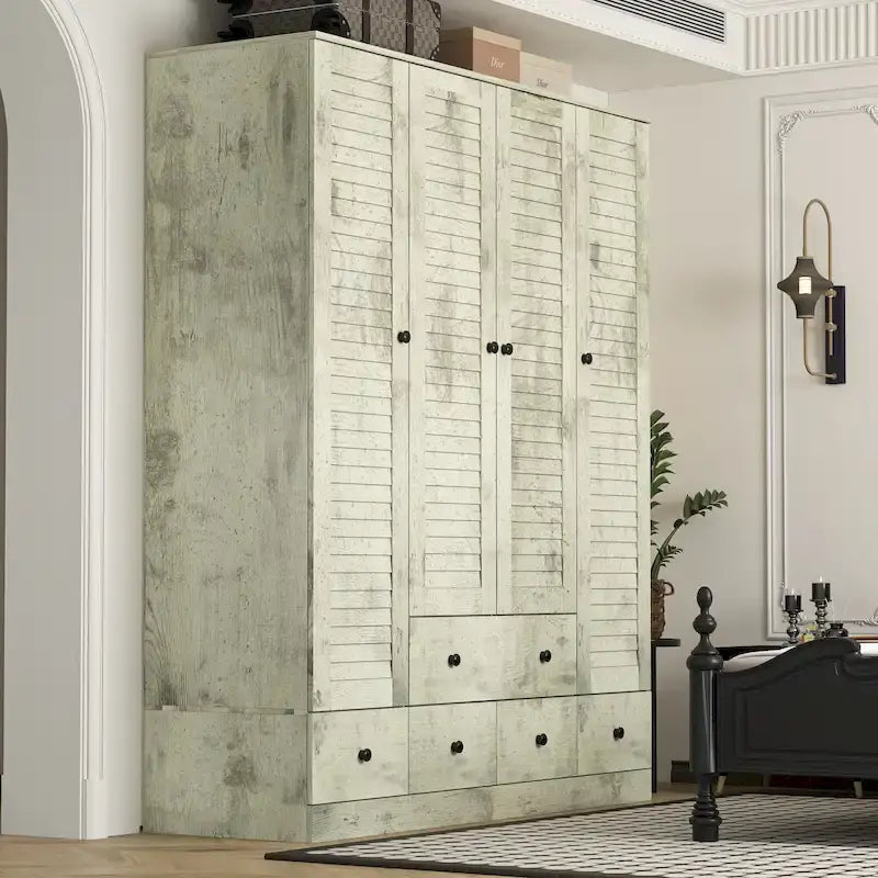 Kleiderschrank Hochschrank Schrank 59B Großer Freistehender Kleiderschrank Weiß