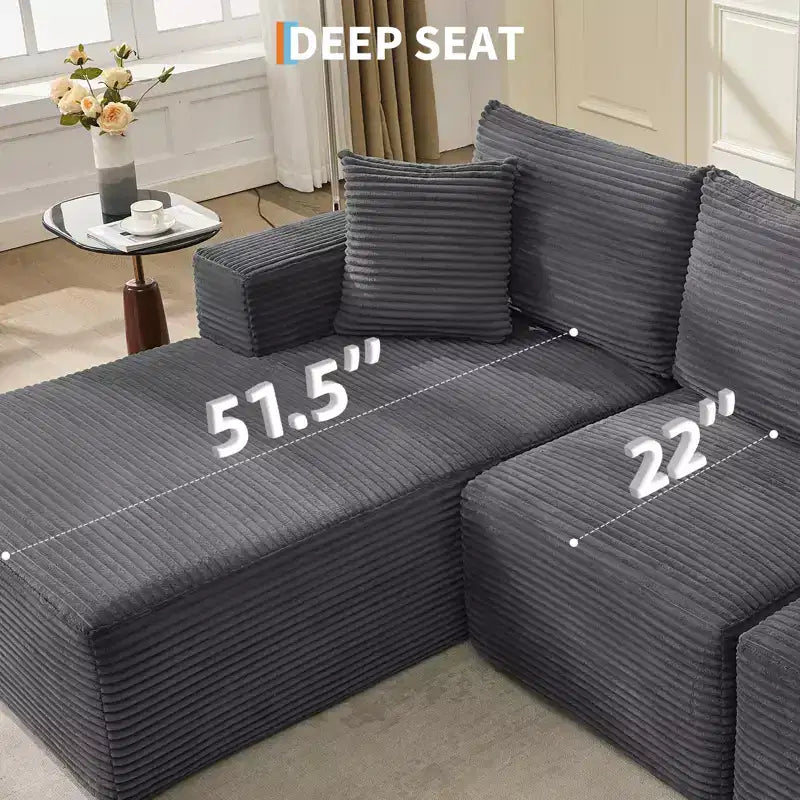 108 Modernes Sofa, 3-Sitzer Polster Ecksofa mit Kissen, Tiefes Sofa, Keine Montage Erforderlich