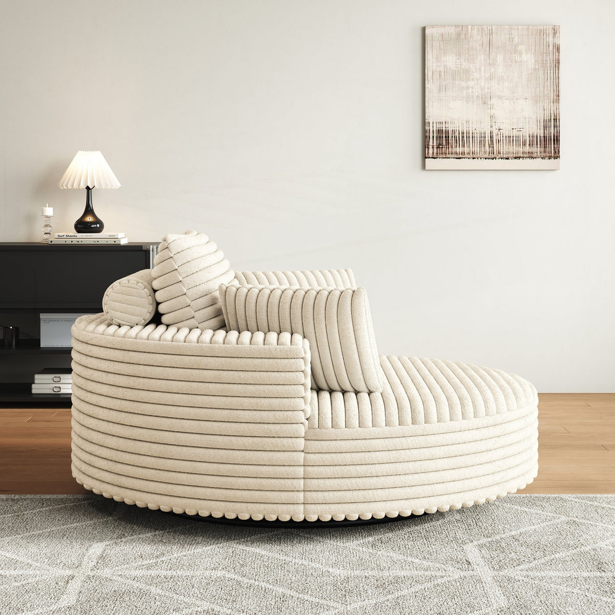 Einzelsessel aus Kord-Chenille-Schaumstoff, drehbar