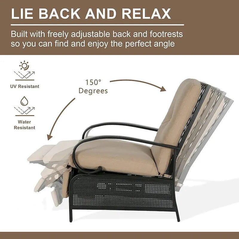 Verstellbarer Liegestuhl Lounge Sessel Gartenliege Sofa mit Kissen - 38 (T) x 26,5 (B) x 38,5 (H) ZOLL