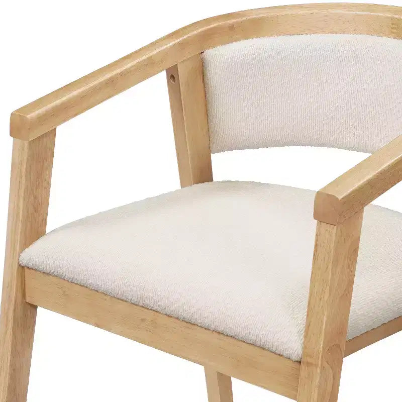 Christopher Knight Home Simon 5-teiliges Esszimmer-Set aus Kautschukholz im Mid-Century Modern Stil mit Bouclé-Stühlen