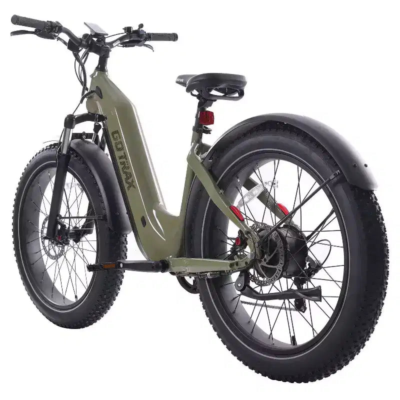 GOTRAX Fat Tire 26 Zoll E-Hybrid-Fahrrad für Erwachsene mit Tiefeinsteigerrahmen – Grün