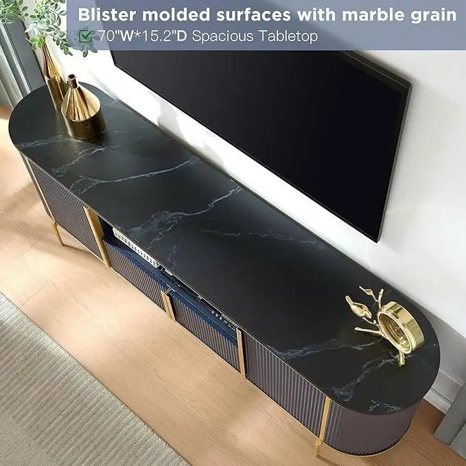 Moderner Luxus-TV-Ständer, Entertainment-Center, mit Kunstmarmorplatte