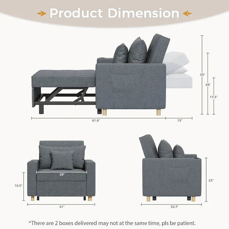 Verstellbares Schlafsofa, 3-in-1-Funktion, verschiedene Farben, für 1 Person